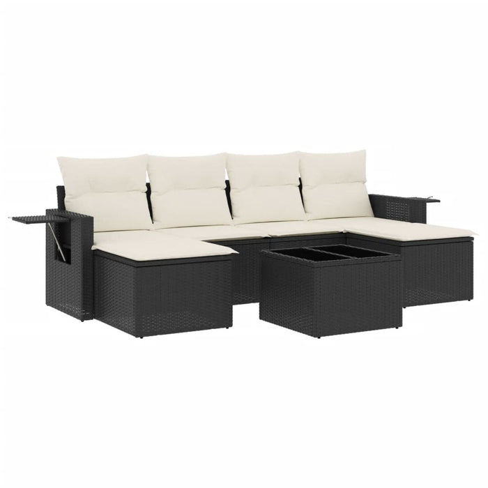 Set canapele de grădină cu perne, 7 piese, negru, poliratan - WALTI WALTI