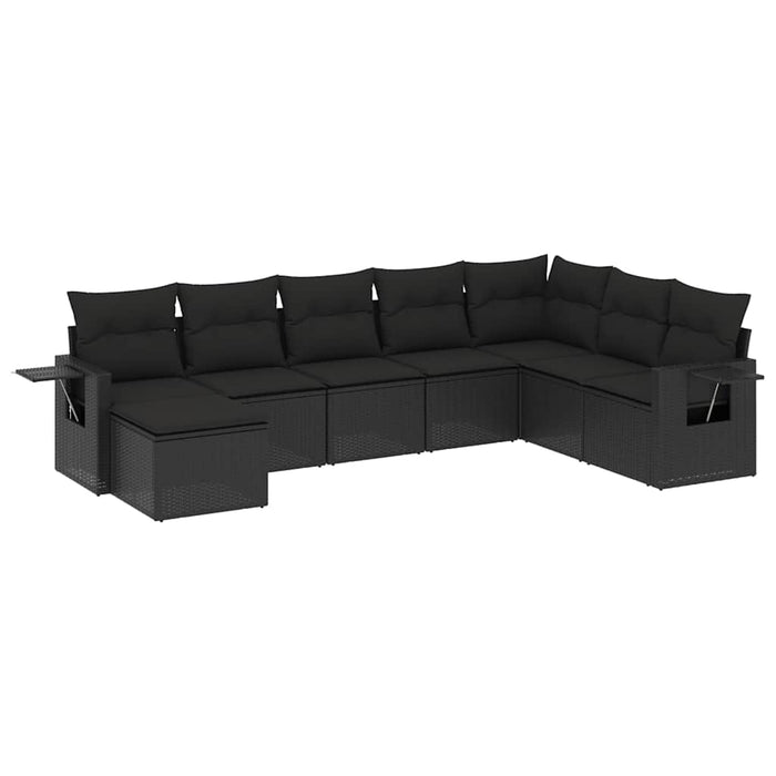 Set mobilier de grădină cu perne, 8 piese, negru, poliratan - WALTI WALTI