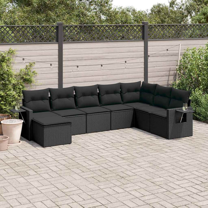 Set mobilier de grădină cu perne, 8 piese, negru, poliratan - WALTI WALTI