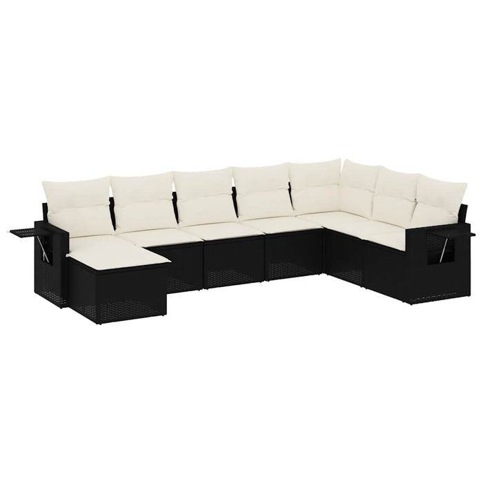 Set mobilier de grădină cu perne, 8 piese, negru, poliratan - WALTI WALTI