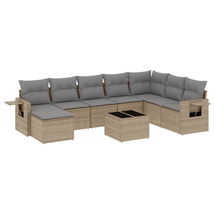Set canapele de grădină, 9 piese, cu perne, bej, poliratan - WALTI WALTI