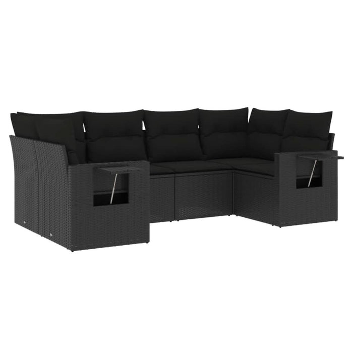 Set mobilier de grădină cu perne, 6 piese, negru, poliratan - WALTI WALTI