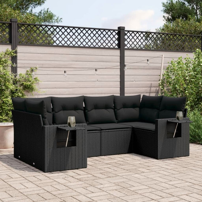Set mobilier de grădină cu perne, 6 piese, negru, poliratan - WALTI WALTI