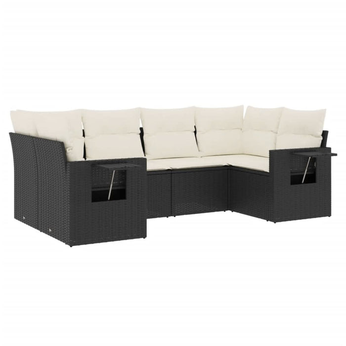 Set mobilier de grădină cu perne, 6 piese, negru, poliratan - WALTI WALTI