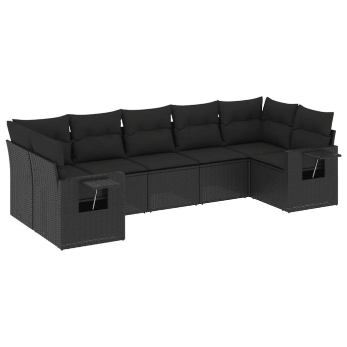 Set canapele de grădină cu perne, 7 piese, negru, poliratan - WALTI WALTI