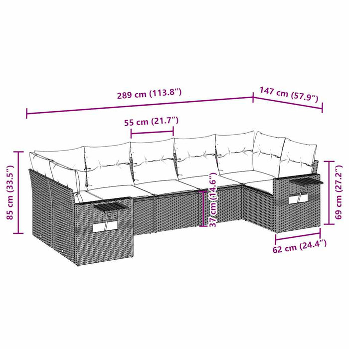 Set canapele de grădină cu perne, 7piese gri deschis poliratan - WALTI WALTI