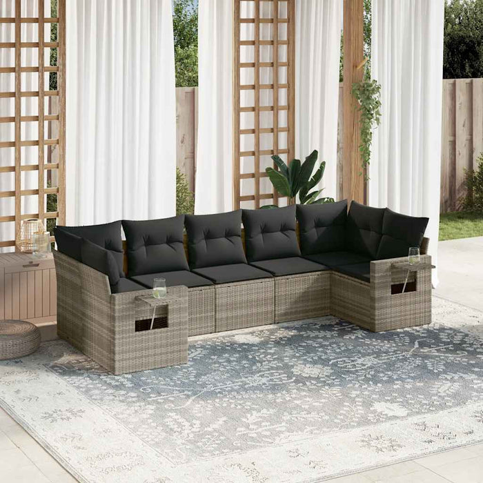 Set canapele de grădină cu perne, 7piese gri deschis poliratan - WALTI WALTI