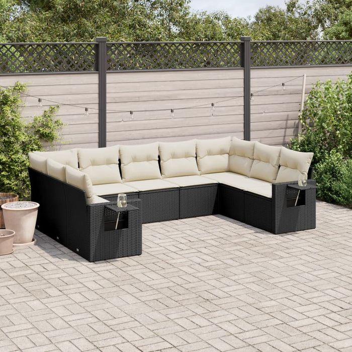 Set mobilier de grădină cu perne, 9 piese, negru, poliratan - WALTI WALTI