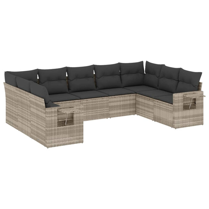 Set canapele de grădină cu perne, 9 piese gri deschis poliratan - WALTI WALTI