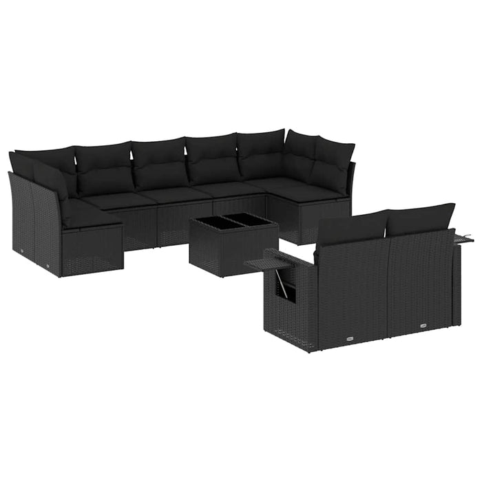 Set canapele de grădină cu perne, 10 piese, negru, poliratan - WALTI WALTI