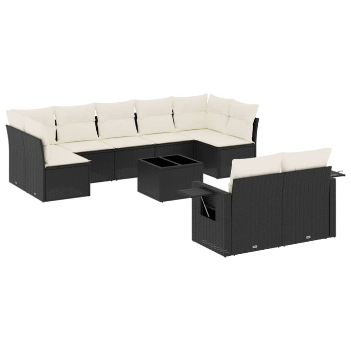 Set canapele de grădină cu perne, 10 piese, negru, poliratan - WALTI WALTI