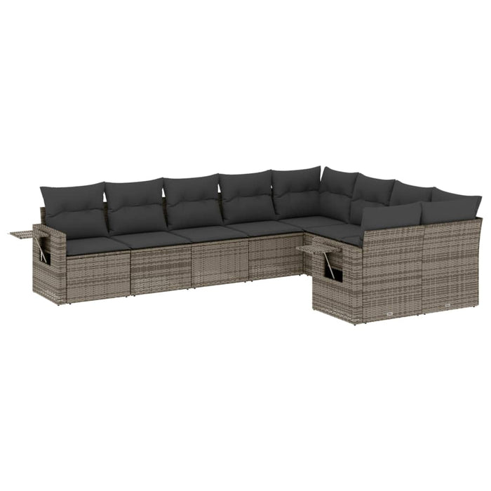 Set canapele de grădină, 9 piese, cu perne, gri, poliratan - WALTI WALTI