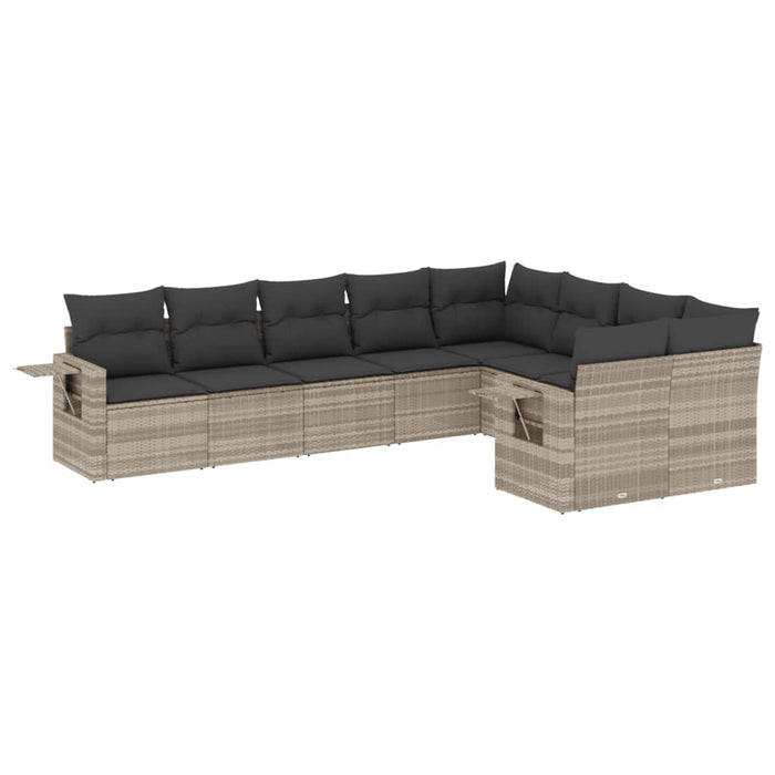 Set canapele de grădină cu perne, 9 piese gri deschis poliratan - WALTI WALTI