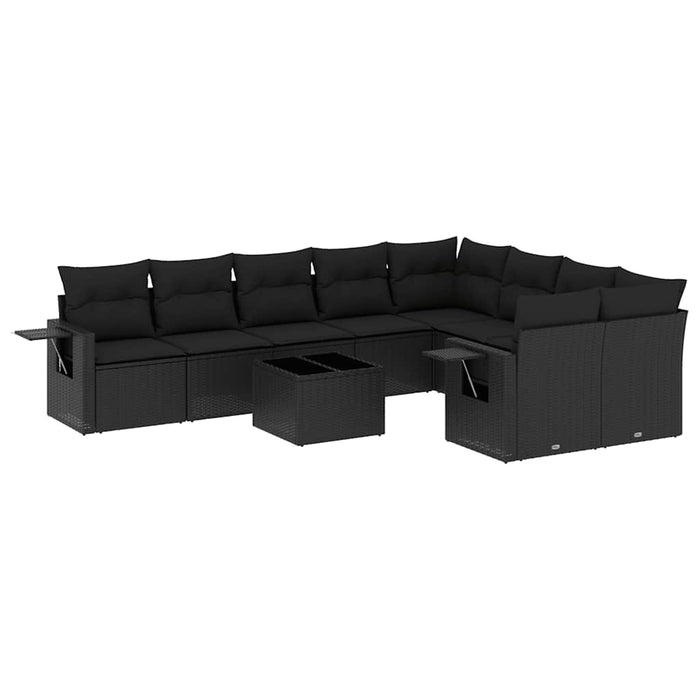 Set canapele de grădină cu perne, 10 piese, negru, poliratan - WALTI WALTI