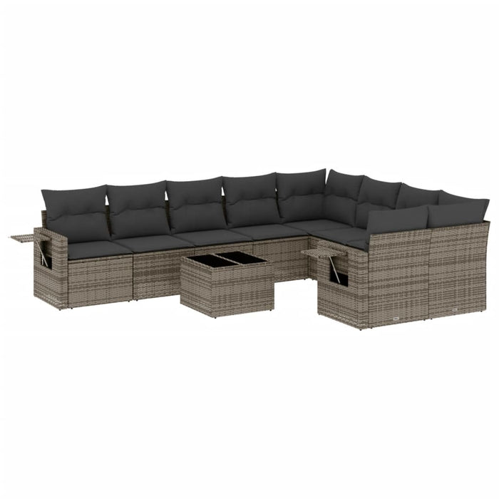 Set mobilier de grădină cu perne, 10 piese, gri, poliratan - WALTI WALTI
