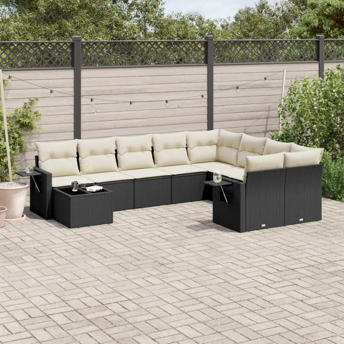 Set canapele de grădină cu perne, 10 piese, negru, poliratan - WALTI WALTI