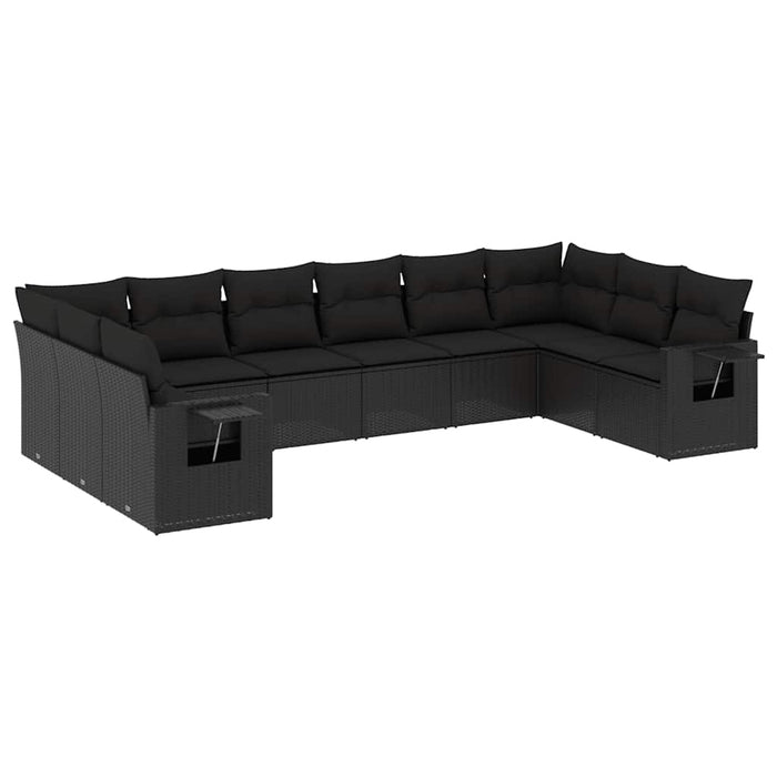 Set canapele de grădină cu perne, 10 piese, negru, poliratan - WALTI WALTI