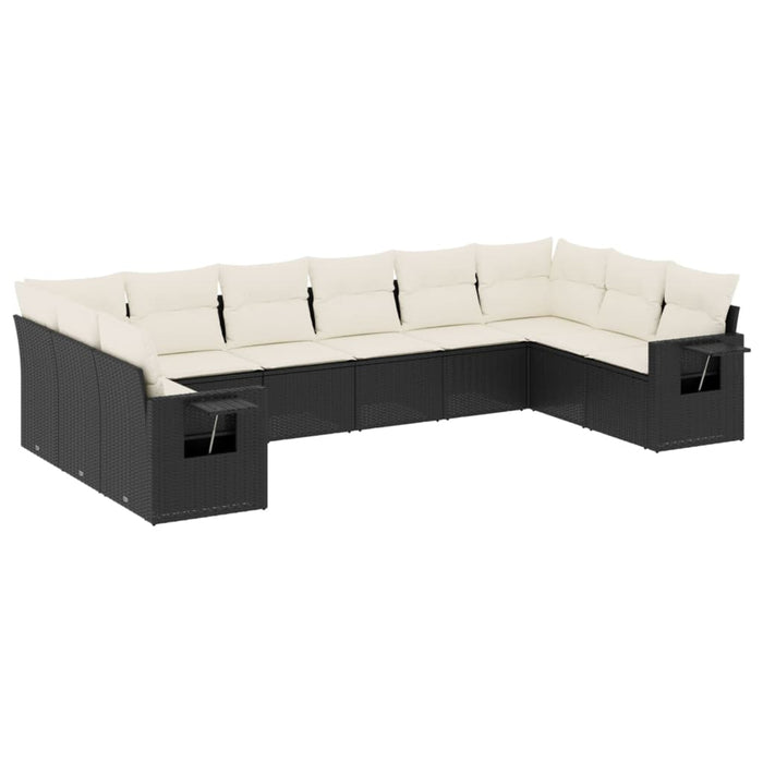 Set canapele de grădină cu perne, 10 piese, negru, poliratan - WALTI WALTI