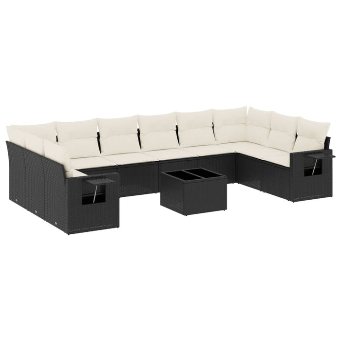 Set canapele de grădină cu perne, 11 piese, negru, poliratan - WALTI WALTI
