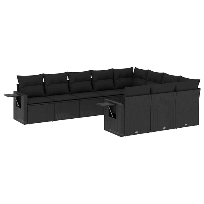 Set canapele de grădină cu perne, 10 piese, negru, poliratan - WALTI WALTI
