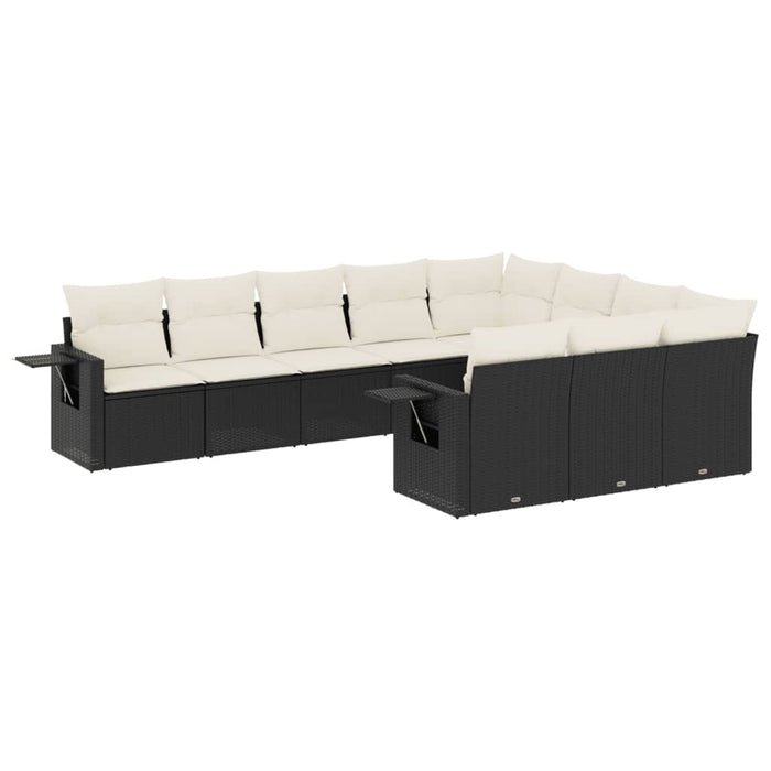Set canapele de grădină cu perne, 10 piese, negru, poliratan - WALTI WALTI