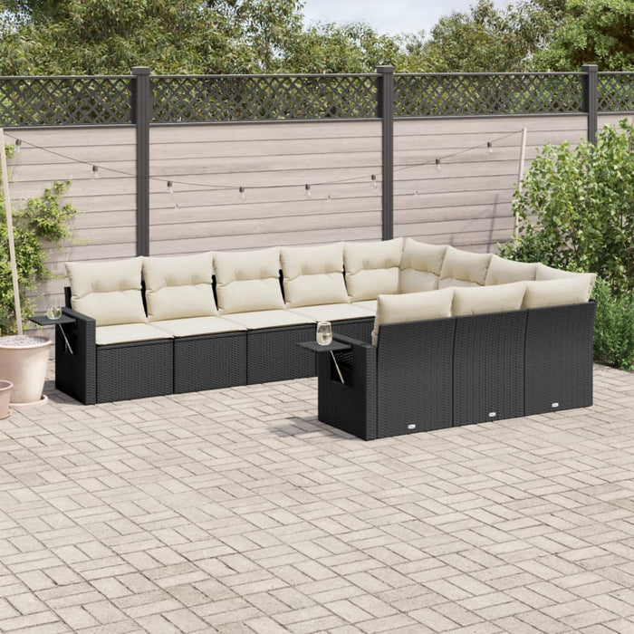 Set canapele de grădină cu perne, 10 piese, negru, poliratan - WALTI WALTI