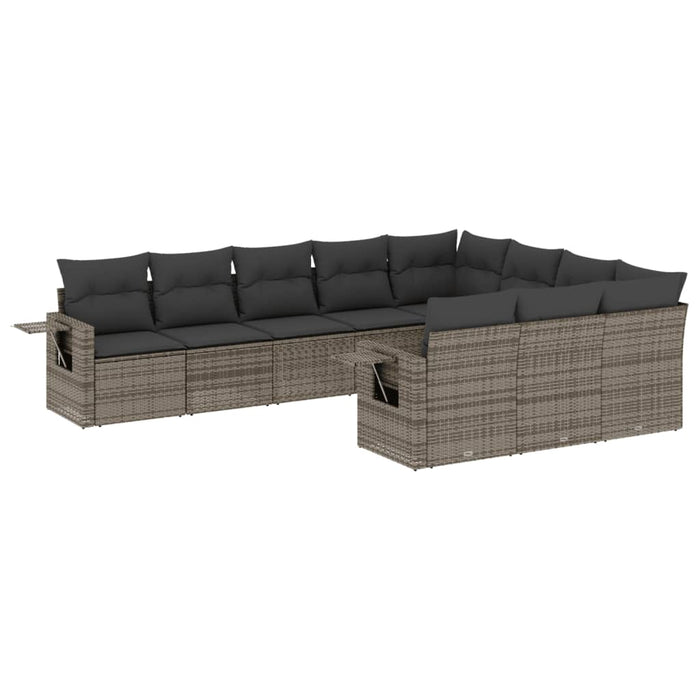 Set mobilier de grădină cu perne, 10 piese, gri, poliratan - WALTI WALTI