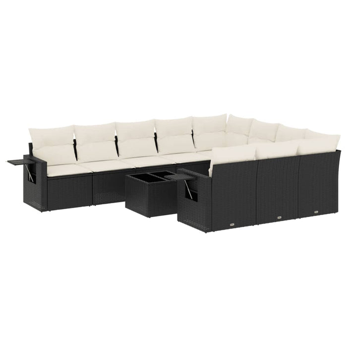 Set canapele de grădină cu perne, 11 piese, negru, poliratan - WALTI WALTI