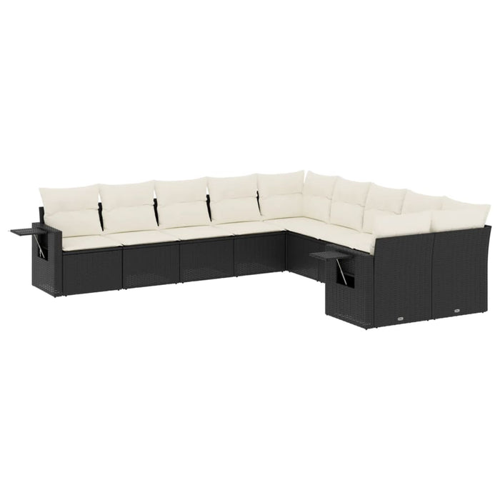 Set canapele de grădină cu perne, 10 piese, negru, poliratan - WALTI WALTI