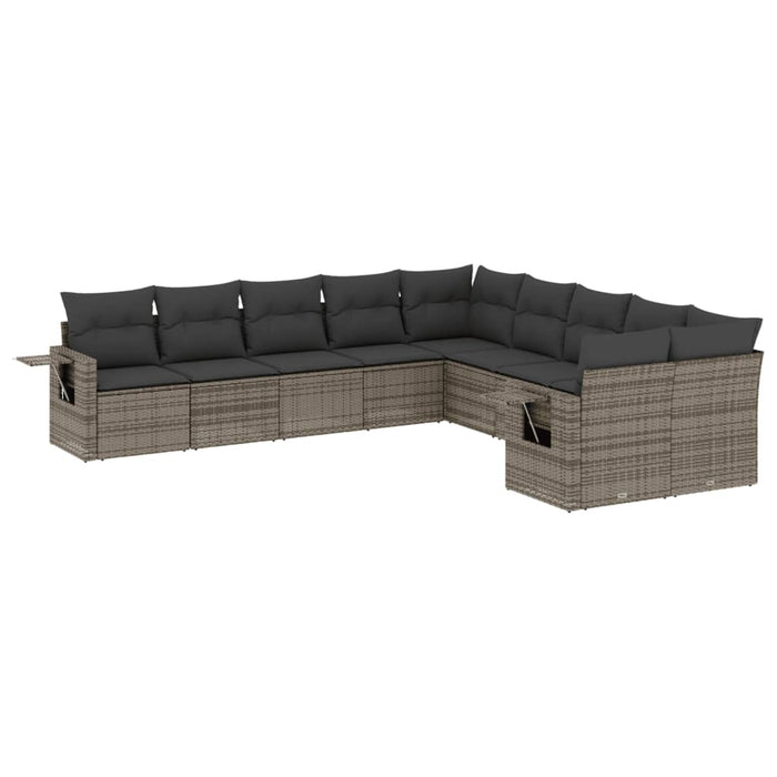 Set mobilier de grădină cu perne, 10 piese, gri, poliratan - WALTI WALTI