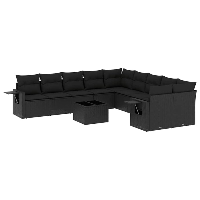 Set canapele de grădină cu perne, 11 piese, negru, poliratan - WALTI WALTI