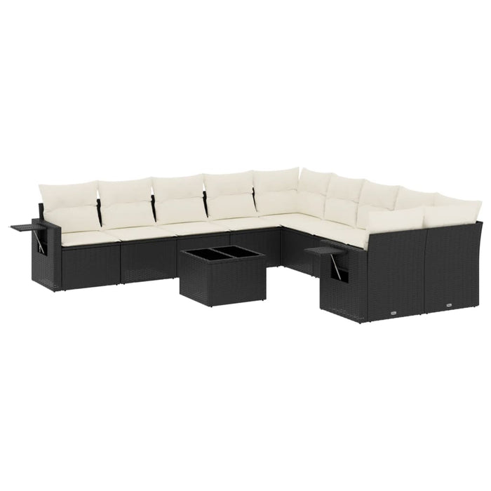 Set canapele de grădină cu perne, 11 piese, negru, poliratan - WALTI WALTI