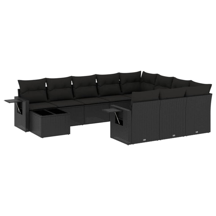Set canapele de grădină cu perne, 11 piese, negru, poliratan - WALTI WALTI