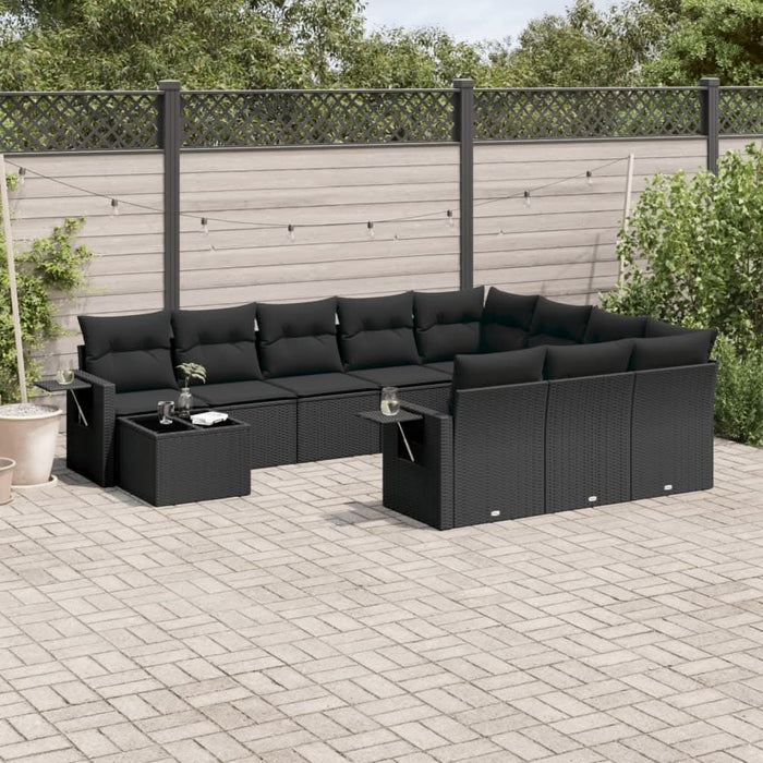 Set canapele de grădină cu perne, 11 piese, negru, poliratan - WALTI WALTI