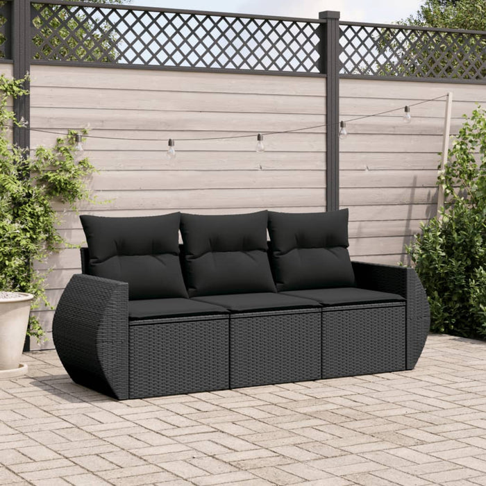 Set mobilier de grădină cu perne, 3 piese, negru, poliratan - WALTI WALTI