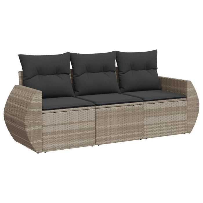 Set canapele de grădină cu perne, 3 piese gri deschis poliratan - WALTI WALTI