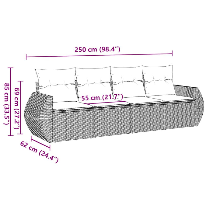 Set mobilier de grădină cu perne, 4 piese, negru, poliratan - WALTI WALTI
