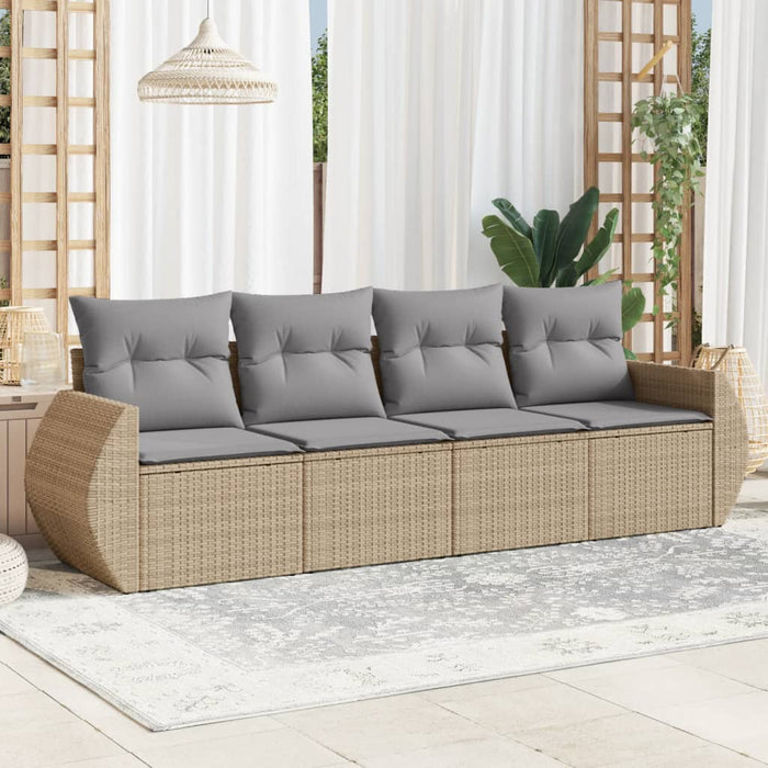 Set canapele de grădină, 4 piese, cu perne, bej, poliratan WALTI