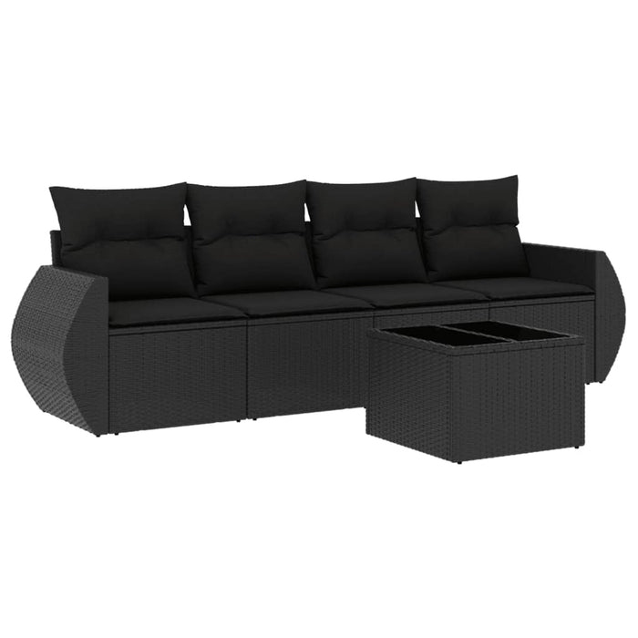 Set mobilier de grădină cu perne, 5 piese, negru, poliratan - WALTI WALTI