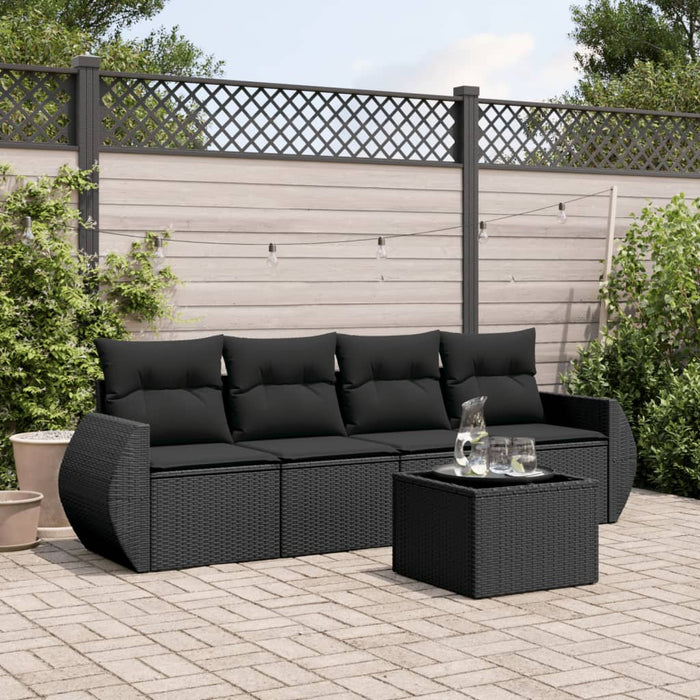Set mobilier de grădină cu perne, 5 piese, negru, poliratan - WALTI WALTI
