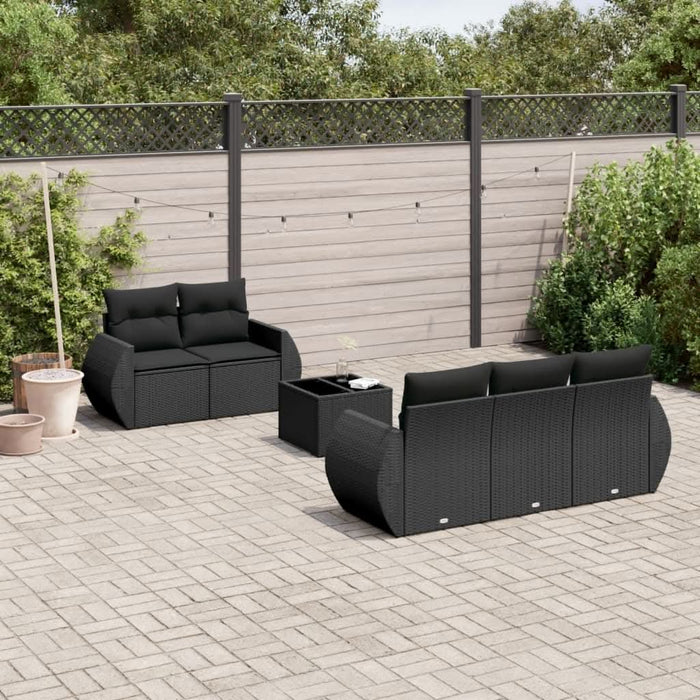 Set mobilier de grădină cu perne, 6 piese, negru, poliratan - WALTI WALTI