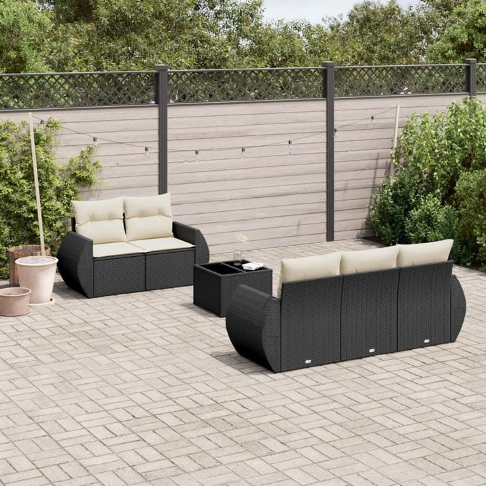Set mobilier de grădină cu perne, 6 piese, negru, poliratan - WALTI WALTI