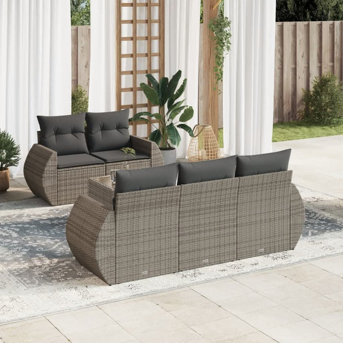 Set mobilier grădină cu perne, 6 piese, gri, poliratan - WALTI WALTI