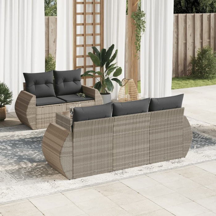 Set canapele de grădină cu perne, 6 piese gri deschis poliratan - WALTI WALTI
