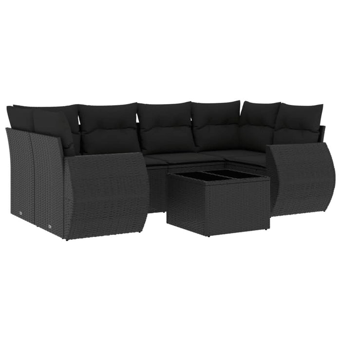 Set canapele de grădină cu perne, 7 piese, negru, poliratan - WALTI WALTI