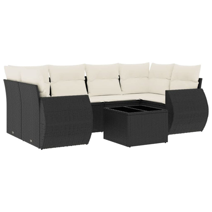 Set canapele de grădină cu perne, 7 piese, negru, poliratan - WALTI WALTI