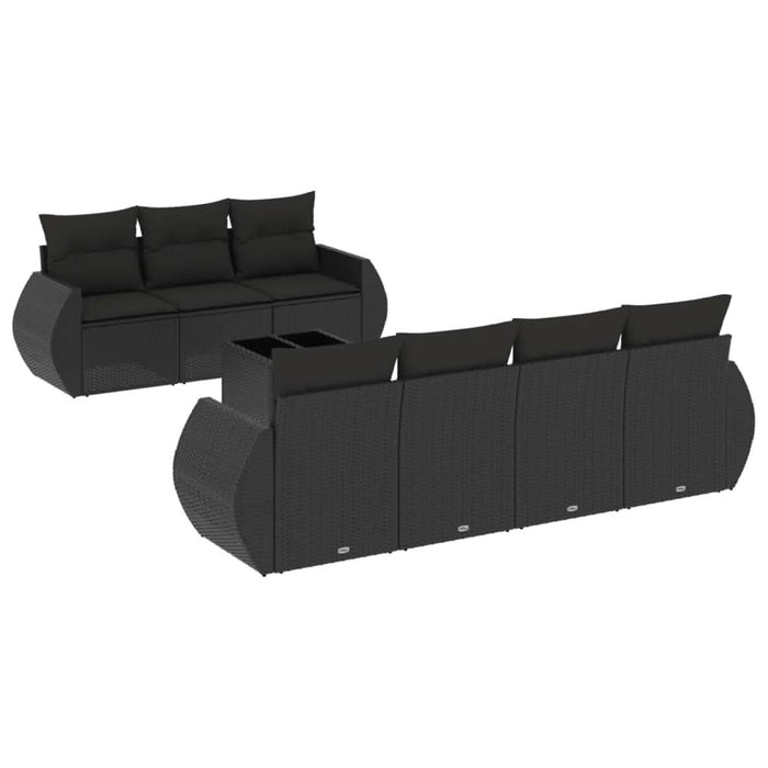Set mobilier de grădină cu perne, 8 piese, negru, poliratan - WALTI WALTI
