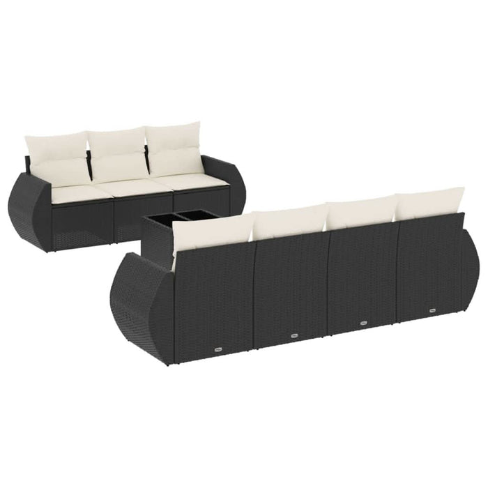 Set mobilier de grădină cu perne, 8 piese, negru, poliratan - WALTI WALTI
