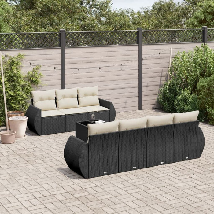 Set mobilier de grădină cu perne, 8 piese, negru, poliratan - WALTI WALTI