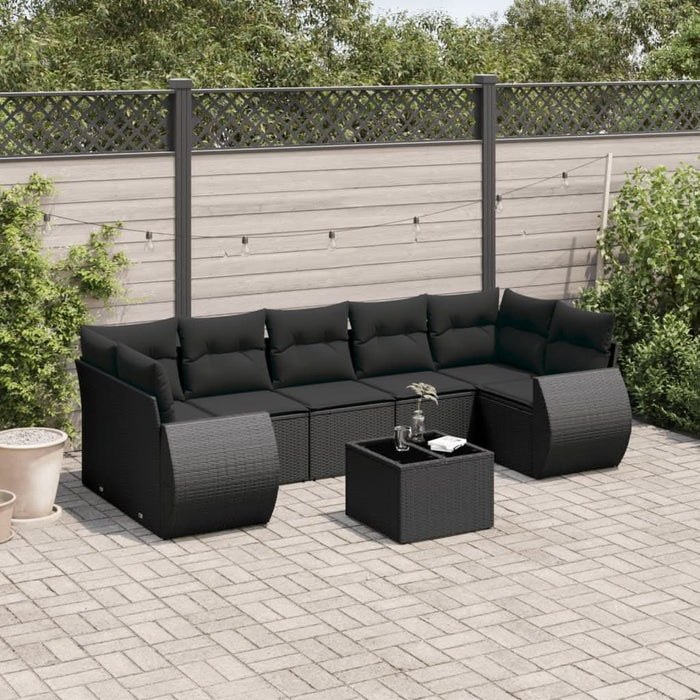 Set mobilier de grădină cu perne, 8 piese, negru, poliratan - WALTI WALTI